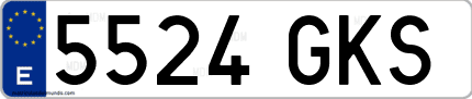 Ejemplo de matrícula de coche ordinaria 5524 GKS