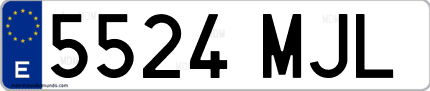 Ejemplo de matrícula de coche ordinaria 5524 MJL