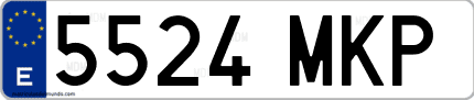 Ejemplo de matrícula de coche ordinaria 5524 MKP