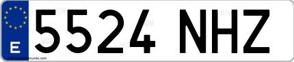 Ejemplo de matrícula española 5524 NHZ
