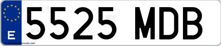 Ejemplo de matrícula española 5525 MDB
