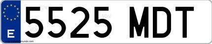 Ejemplo de matrícula española 5525 MDT