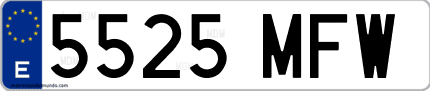 Ejemplo de matrícula de coche ordinaria 5525 MFW