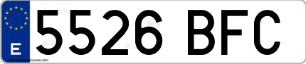 Ejemplo de matrícula de coche ordinaria 5526 BFC