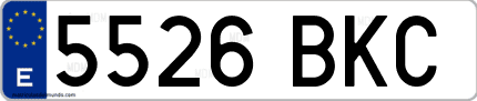 Ejemplo de matrícula de coche ordinaria 5526 BKC