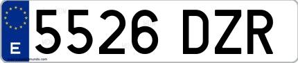 Ejemplo de matrícula española 5526 DZR