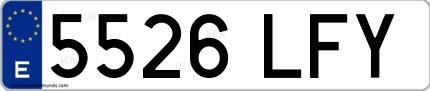 Ejemplo de matrícula española 5526 LFY