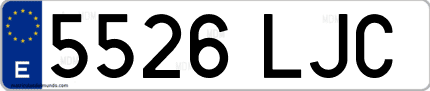 Ejemplo de matrícula de coche ordinaria 5526 LJC