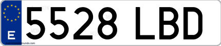 Ejemplo de matrícula de coche ordinaria 5528 LBD