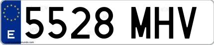 Ejemplo de matrícula española 5528 MHV