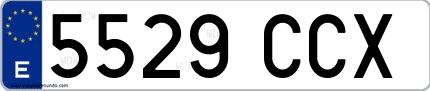 Ejemplo de matrícula española 5529 CCX