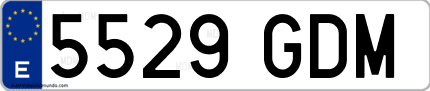 Ejemplo de matrícula de coche ordinaria 5529 GDM
