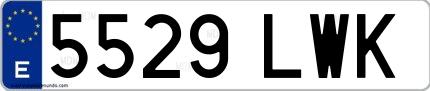 Ejemplo de matrícula española 5529 LWK
