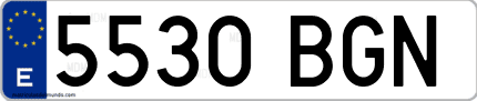 Ejemplo de matrícula de coche ordinaria 5530 BGN