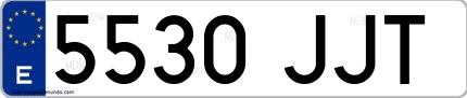 Ejemplo de matrícula española 5530 JJT