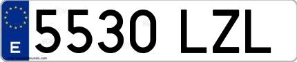 Ejemplo de matrícula española 5530 LZL