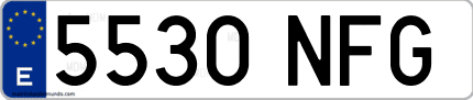 Ejemplo de matrícula de coche ordinaria 5530 NFG
