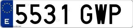 Ejemplo de matrícula española 5531 GWP