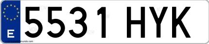 Ejemplo de matrícula española 5531 HYK