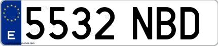 Ejemplo de matrícula española 5532 NBD