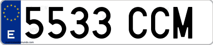 Ejemplo de matrícula de coche ordinaria 5533 CCM