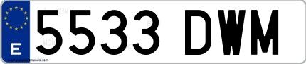 Ejemplo de matrícula española 5533 DWM