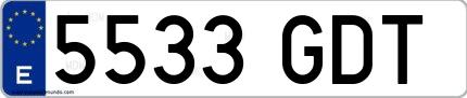 Ejemplo de matrícula española 5533 GDT