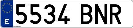 Ejemplo de matrícula española 5534 BNR