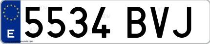 Ejemplo de matrícula española 5534 BVJ