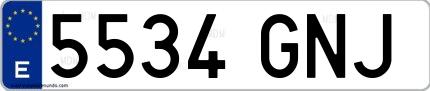 Ejemplo de matrícula española 5534 GNJ