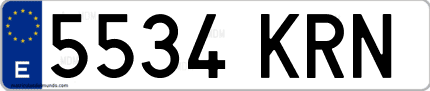 Ejemplo de matrícula de coche ordinaria 5534 KRN