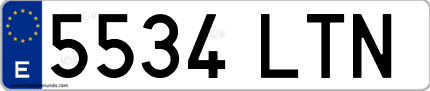 Ejemplo de matrícula de coche ordinaria 5534 LTN