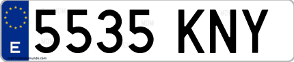 Ejemplo de matrícula de coche ordinaria 5535 KNY