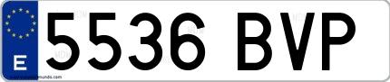 Ejemplo de matrícula española 5536 BVP