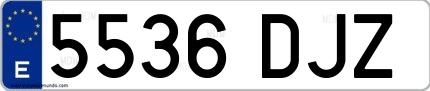 Ejemplo de matrícula española 5536 DJZ
