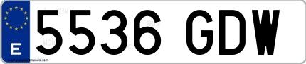 Ejemplo de matrícula española 5536 GDW