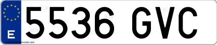 Ejemplo de matrícula española 5536 GVC