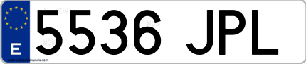 Ejemplo de matrícula de coche ordinaria 5536 JPL