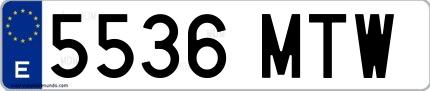 Ejemplo de matrícula española 5536 MTW