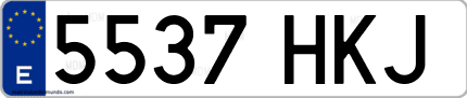 Ejemplo de matrícula de coche ordinaria 5537 HKJ