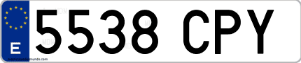 Ejemplo de matrícula de coche ordinaria 5538 CPY