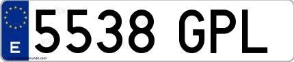 Ejemplo de matrícula española 5538 GPL