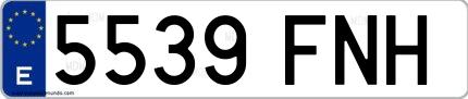 Ejemplo de matrícula española 5539 FNH