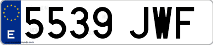 Ejemplo de matrícula de coche ordinaria 5539 JWF