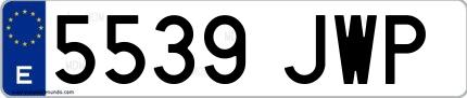 Ejemplo de matrícula española 5539 JWP