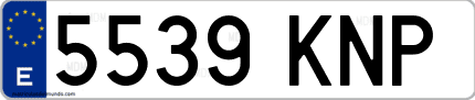 Ejemplo de matrícula de coche ordinaria 5539 KNP