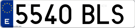 Ejemplo de matrícula de coche ordinaria 5540 BLS