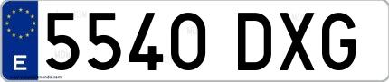Ejemplo de matrícula española 5540 DXG