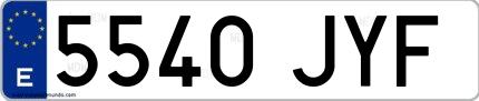 Ejemplo de matrícula española 5540 JYF