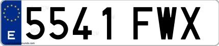 Ejemplo de matrícula española 5541 FWX